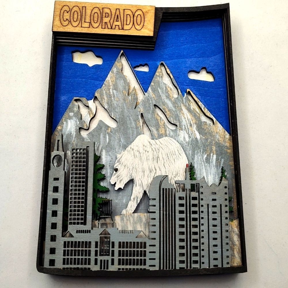 3D Laser cut multi-layered Colorado state magnet